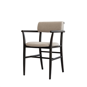 Chaise de Salle à Manger Nama avec Accoudoirs 101 Copenhagen, Café Noir/lin