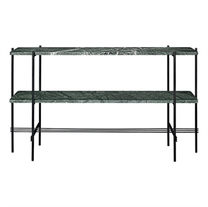 Table Console Gubi TS 120x72 avec 2 Étagères Marbre Noir/ Vert Guatemala