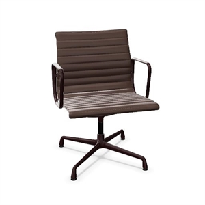 Chaise de Bureau Pivotante Vitra en Aluminium EA 108, Marron/bordeaux Foncé