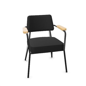 Fauteuil de Salle à Manger Vitra en Sergé Gris Foncé/chêne Naturel/ Noir Profond