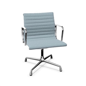 Chaise de Bureau Vitra en Aluminium EA 107, Coloris Hopsak Bleu Mer/ivoire/ Chrome