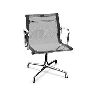 Chaise de Bureau Vitra en Aluminium EA 107, Revêtement Netweave Gris Foncé/ Chrome