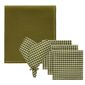 Decotique Oliva & Sienne Set Textile 4 Serviettes + 1 Nappe Olive