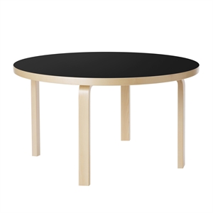 artek Table Aalto 90A Ronde 60cm Bouleau/ Linoléum Noir