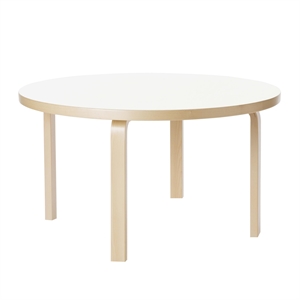 artek Table Aalto 90A Ronde 60cm Bouleau/ Stratifié Blanc