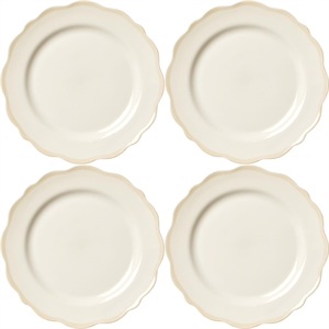 Assiette à Dessert Decotique Fleur 21 cm Lot de 4 Blanc/ Sable