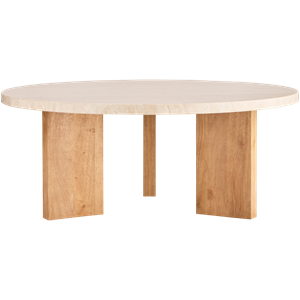 Table Basse Decotique Eden Ø90 Pierre Blanc/Chêne
