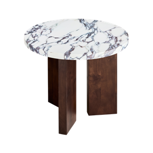 Table D'appoint Decotique Eden Ø50 Pierre Blanc/Chêne Foncé