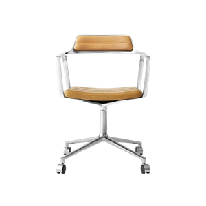 Chaise Pivotante à Roulettes Vipp 452 Camel/Cuir