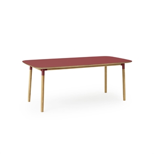 Normann Copenhagen Form Table de Salle à Manger 95 x 200 cm Rouge/Chêne