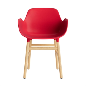 Normann Copenhagen Form Chaise de Salle à Manger avec Accoudoirs Rouge vif/Chêne
