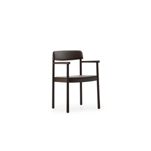 Chaise de Salle à Manger Normann Copenhagen Timb avec Accoudoirs, Rembourrée en Cuir Brun/chocolat