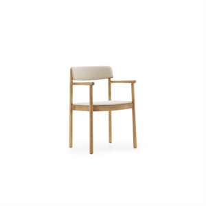 Chaise de Salle à Manger Normann Copenhagen Timb avec Accoudoirs, Rembourrée, Couleur beige/Hallingdal 220