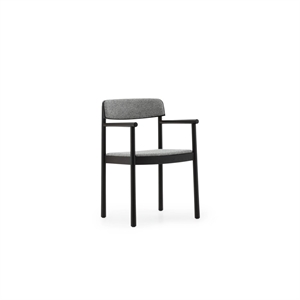 Chaise de Salle à Manger Normann Copenhagen Timb avec Accoudoirs, Rembourrée , Noir/ Hallingdal 166