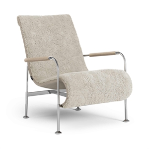 Fauteuil Swedese Serpentine Chrome/ Peau de Mouton Moonlight/Chêne