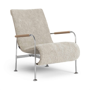 Fauteuil Suédois Serpentine Chrome/ Peau de Mouton Clair de lune/Nature 8800