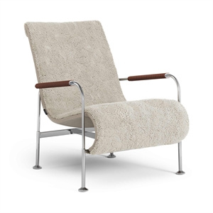 Fauteuil Suédois Serpentine Chrome/ Peau de Mouton Moonlight/Cognac 8632