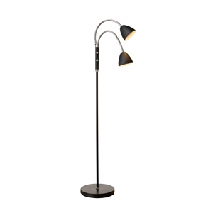 Lampadaire Halo Design Room à 2 Bras Chrome Noir