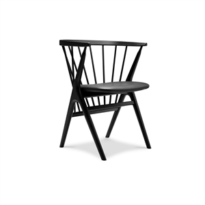 Sibast Furniture No 8 Chaise de Salle à Manger en Bois de Hêtre Noir et Cuir Noir