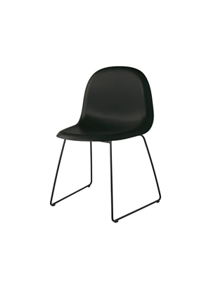 Chaise de Salle à Manger 3D Gubi sans Rembourrage avec Patins en Plastique, Noir Semi-mat