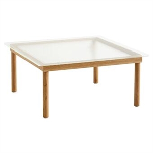 Table basse HAY Kofi 80x80 en chêne et verre rainuré Transparent