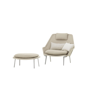 Fauteuil et ottoman Vitra Slow Beige/ Crème/ Chrome