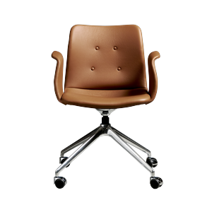 Chaise de Salle à Manger 4 Étoiles Bent Hansen Primum avec Roulettes, Acier poli/Zenso 3 223