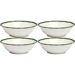 Bol Decotique Fleur 15 cm Lot de 4 Blanc/ Vert Foncé