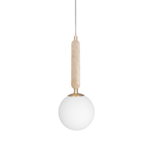 Suspension Globen Lighting Torrano 15 en travertin Beige