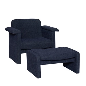 Fauteuil Hübsch Softy avec pouf Bleu foncé