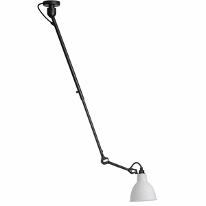 Lampe Gras N302 Plafonnier Noir mat/Verre Opale Abat-jour