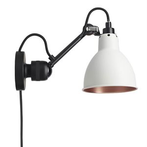 Lampe Gras N304 Applique murale Noir mat et Blanc/Cuivre avec câble