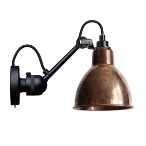 Lampe Gras N304 Applique Murale Noir Mat et Cuivre Brut avec Interrupteur