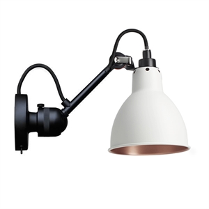 Lampe Gras N304 Applique murale Noir mat/Blanc/Cuivre avec interrupteur