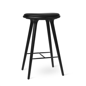 Tabouret de Bar Mater, Chêne Noir /cuir Noir Intense, 74 cm