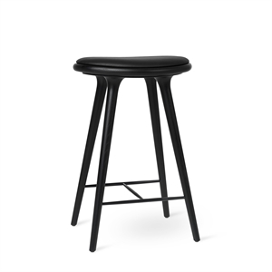 Tabouret de Bar Mater, Chêne Noir /cuir Noir Intense, 69 cm