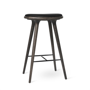 Tabouret de Bar Mater Sirka Chêne Gris /Cuir Noir Ultra 74 cm