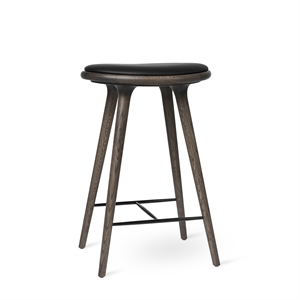 Tabouret de Bar Mater Sirka Chêne Gris /Cuir Noir Ultra 69 cm