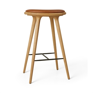 Tabouret de Bar Mater, Chêne Huilé/ Noyer, Cuir, 74 cm
