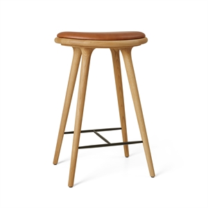 Tabouret de Bar Mater, Chêne Huilé/ Noyer, Cuir, 69 cm