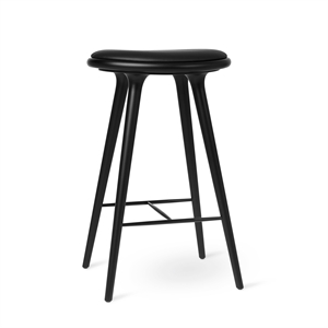 Tabouret de Bar Mater, Hêtre Noir /cuir Noir Intense, 74 cm