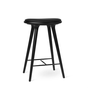 Tabouret de Bar Mater, Hêtre Noir /cuir Noir Intense, 69 cm