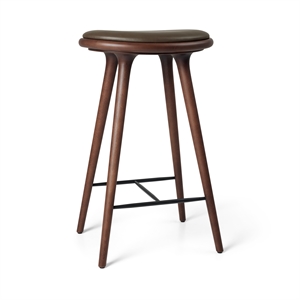 Tabouret de Bar Mater, Hêtre Brun /cuir Marron Foncé, 74 cm