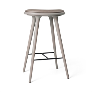 Tabouret de Bar Mater, Hêtre Gris /cuir Gris Brûlé, 74 cm