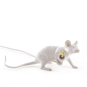 Seletti Mouse Lop Lampe à Poser Allongée Blanc