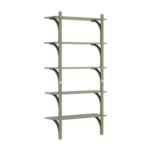 Étagère Levi suédoise 90 cm, 5 étagères, Laiton/ vert mousse/frêne