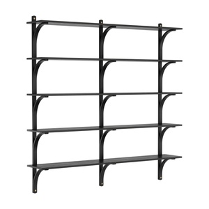 Étagère Levi Suédoise 180 Cm, 5 Étagères, Laiton/ Frêne Teinté Noir