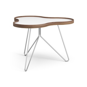 Table basse Swedese Flower 66x62 Blanc/ Noyer/ Chrome