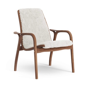Fauteuil suédois en stratifié laqué Noyer/ Blanc cassé/ peau de mouton