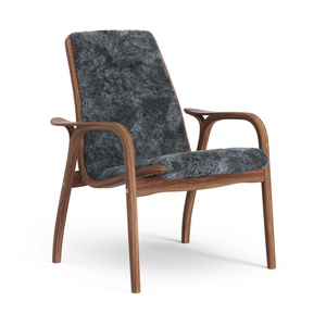 Fauteuil suédois en stratifié laqué Noyer/anthracite/peau de mouton